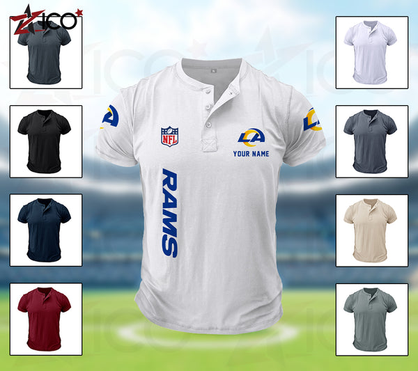 Los Angeles Rams Henley Short Sleeve T-Shirt Trending C003