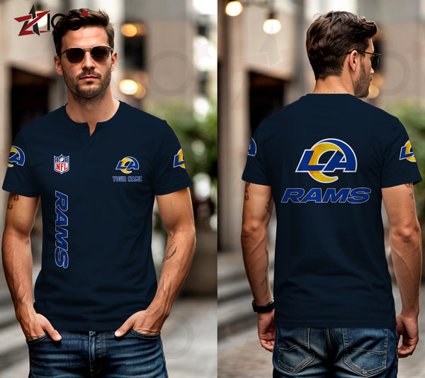 Los Angeles Rams Henley Short Sleeve T-Shirt Trending C003