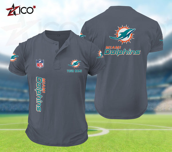 Miami Dolphins Henley Short Sleeve T-Shirt Trending C003