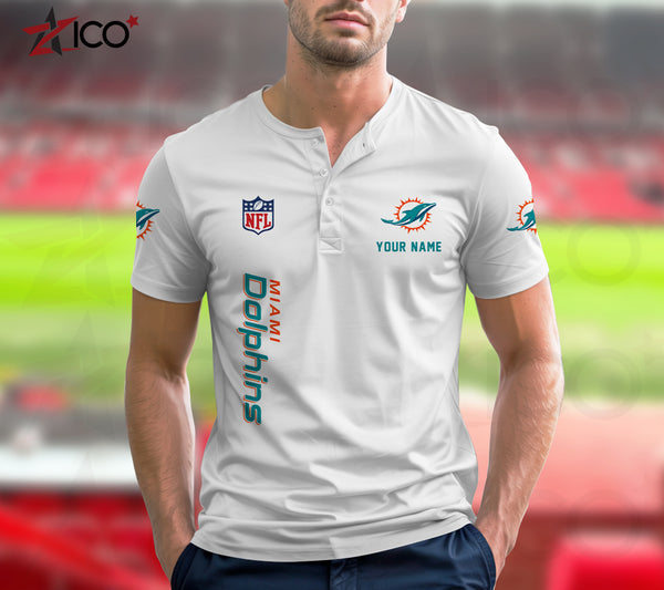 Miami Dolphins Henley Short Sleeve T-Shirt Trending C003