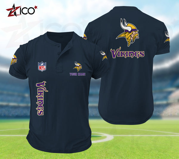 Minnesota Vikings Henley Short Sleeve T-Shirt Trending C003