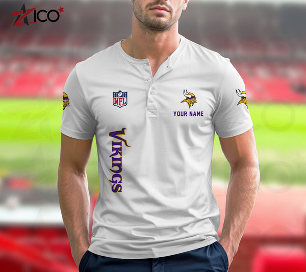 Minnesota Vikings Henley Short Sleeve T-Shirt Trending C003