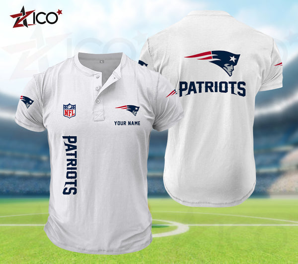 New England Patriots Henley Short Sleeve T-Shirt Trending C003