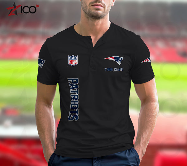 New England Patriots Henley Short Sleeve T-Shirt Trending C003