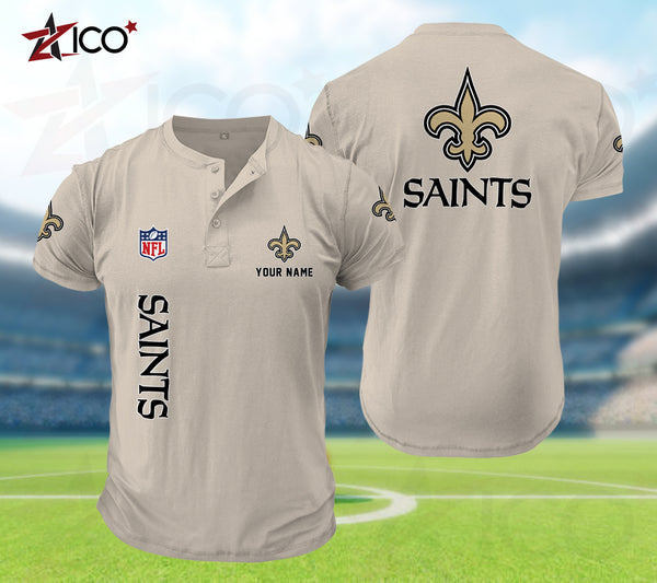 New Orleans Saints Henley Short Sleeve T-Shirt Trending C003
