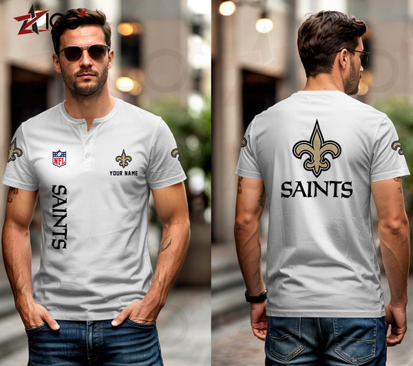 New Orleans Saints Henley Short Sleeve T-Shirt Trending C003
