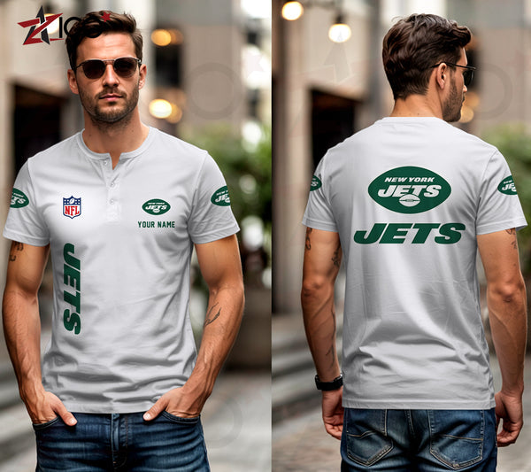 New York Jets Henley Short Sleeve T-Shirt Trending C003