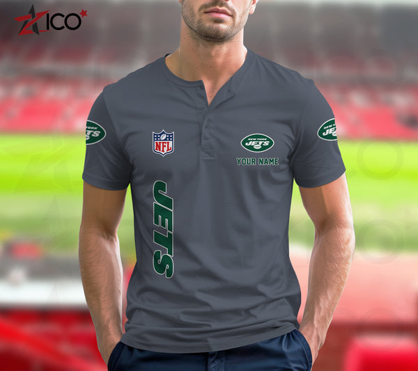New York Jets Henley Short Sleeve T-Shirt Trending C003