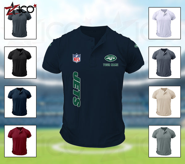 New York Jets Henley Short Sleeve T-Shirt Trending C003