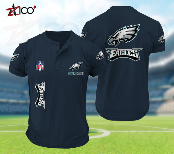 Philadelphia Eagles Henley Short Sleeve T-Shirt Trending C003