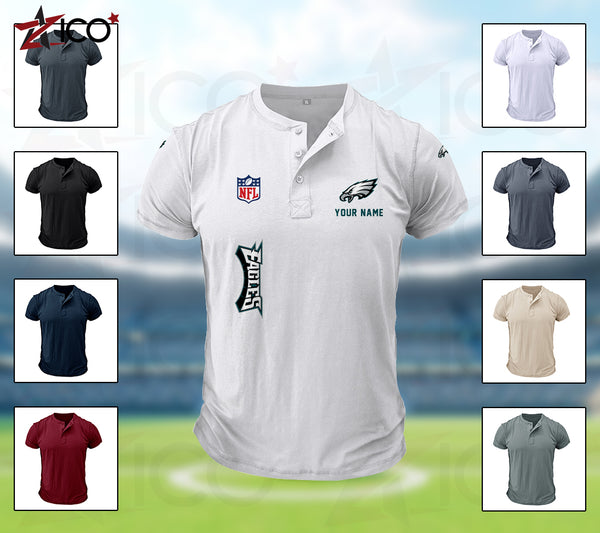 Philadelphia Eagles Henley Short Sleeve T-Shirt Trending C003