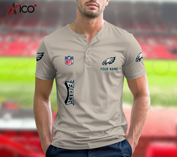 Philadelphia Eagles Henley Short Sleeve T-Shirt Trending C003