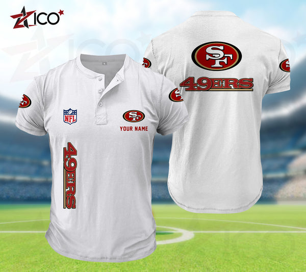 San Francisco 49ers Henley Short Sleeve T-Shirt Trending C003
