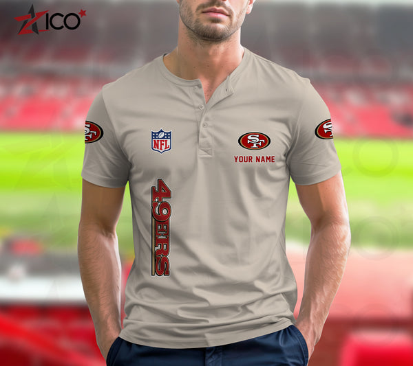 San Francisco 49ers Henley Short Sleeve T-Shirt Trending C003