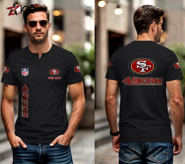 San Francisco 49ers Henley Short Sleeve T-Shirt Trending C003