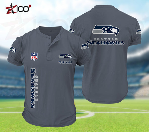 Seattle Seahawks Henley Short Sleeve T-Shirt Trending C003