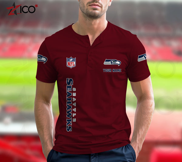 Seattle Seahawks Henley Short Sleeve T-Shirt Trending C003