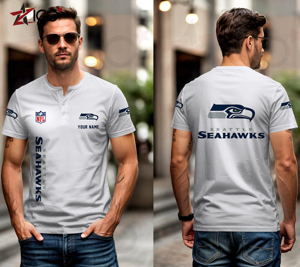 Seattle Seahawks Henley Short Sleeve T-Shirt Trending C003