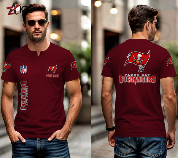 Tampa Bay Buccaneers Henley Short Sleeve T-Shirt Trending C003