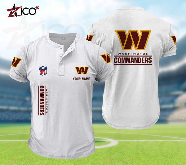 Washington Commanders Henley Short Sleeve T-Shirt Trending C003