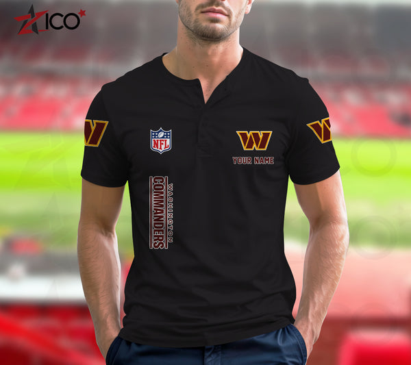 Washington Commanders Henley Short Sleeve T-Shirt Trending C003