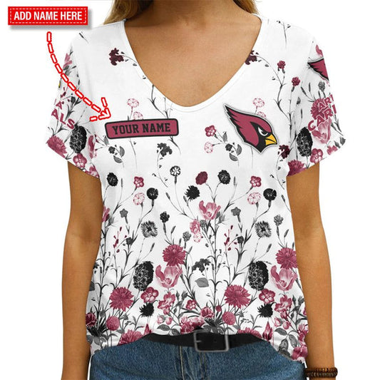 Arizona Cardinals 1(11) Personalized V-neck Women T-shirt