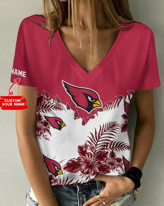 Arizona Cardinals 1(1) Personalized V-neck Women T-shirt