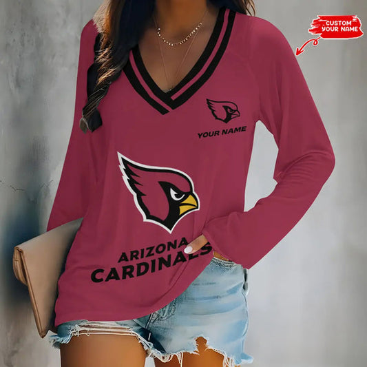 Arizona Cardinals 1(20) Personalized V-neck Women long sleeves T-shirt