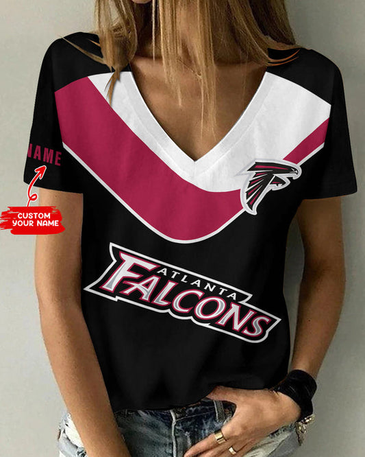 Atlanta Falcons 1 (9) Personalized V-neck Women T-shirt