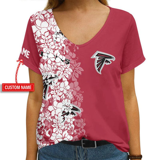 Atlanta Falcons 1 (11) Personalized V-neck Women T-shirt