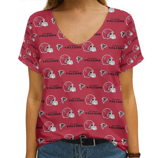 Atlanta Falcons 1 (14) Personalized V-neck Women T-shirt