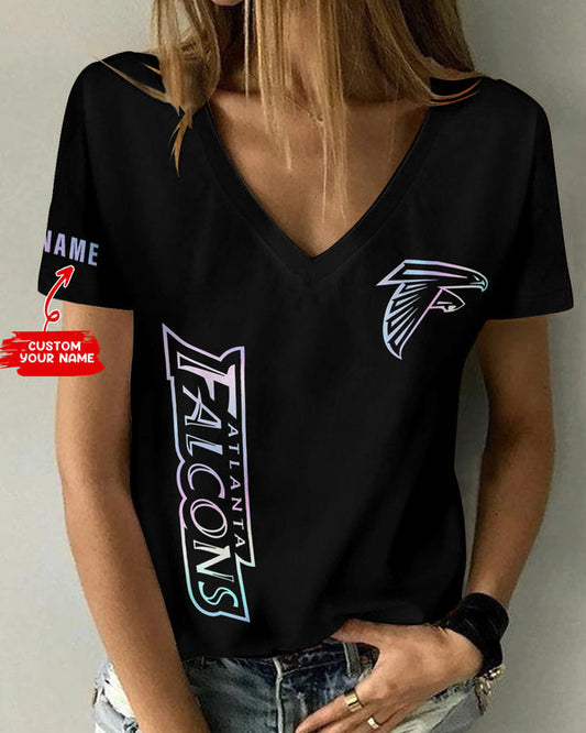 Atlanta Falcons 1 (16) Personalized V-neck Women T-shirt