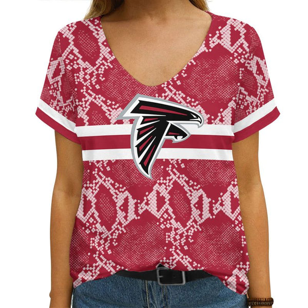 Atlanta Falcons 1 (18) Personalized V-neck Women T-shirt