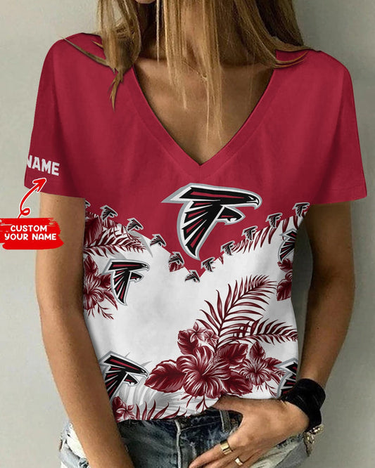 Atlanta Falcons 1 (24) Personalized V-neck Women T-shirt