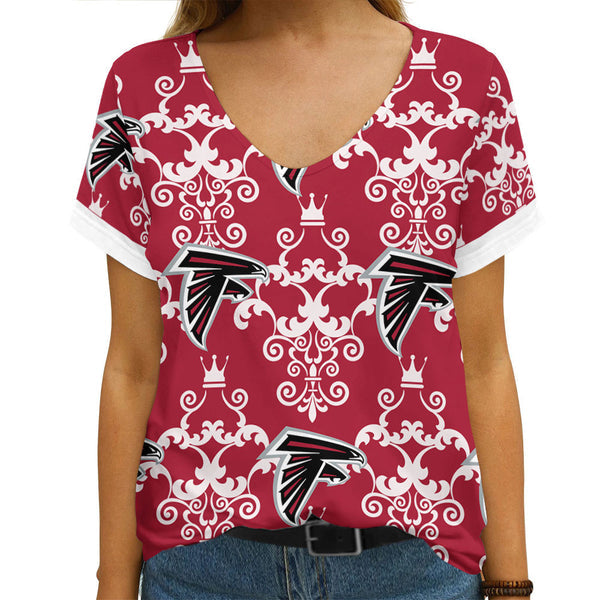 Atlanta Falcons 1 (25) Personalized V-neck Women T-shirt