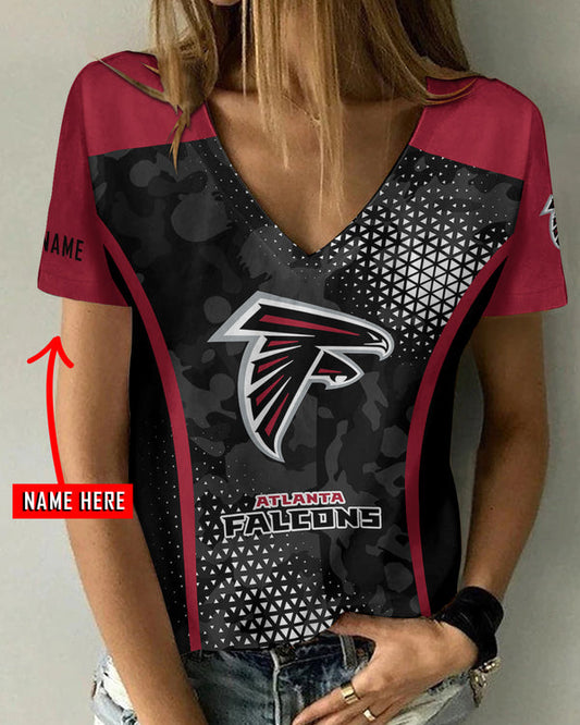 Atlanta Falcons 1 (2) Personalized V-neck Women T-shirt
