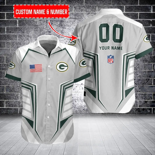 Green Bay Packers 2 (4) Personalized Hawaiian Button down shirt