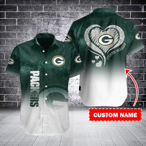 Green Bay Packers 2 (3) Personalized Hawaiian Button down shirt