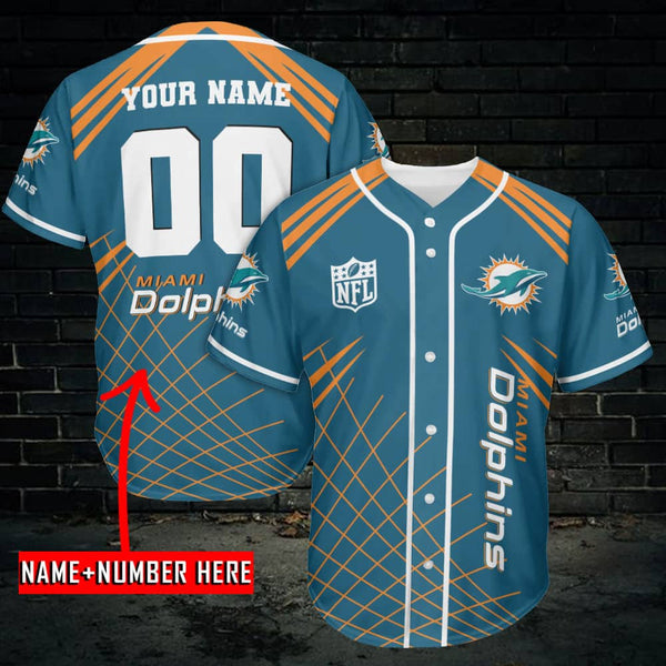 Miami Dolphins Personalized Baseball Jersey 002
