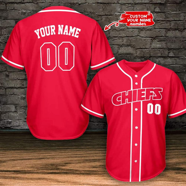 Kansas City Chiefs Personalized Baseball Jersey 001