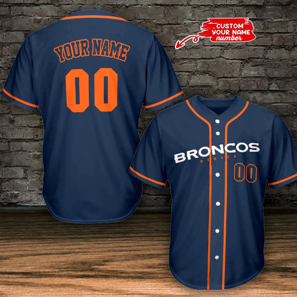 Denver Broncos Personalized Baseball Jersey 001