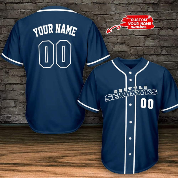Seattle Seahawks Personalized Baseball Jersey 002