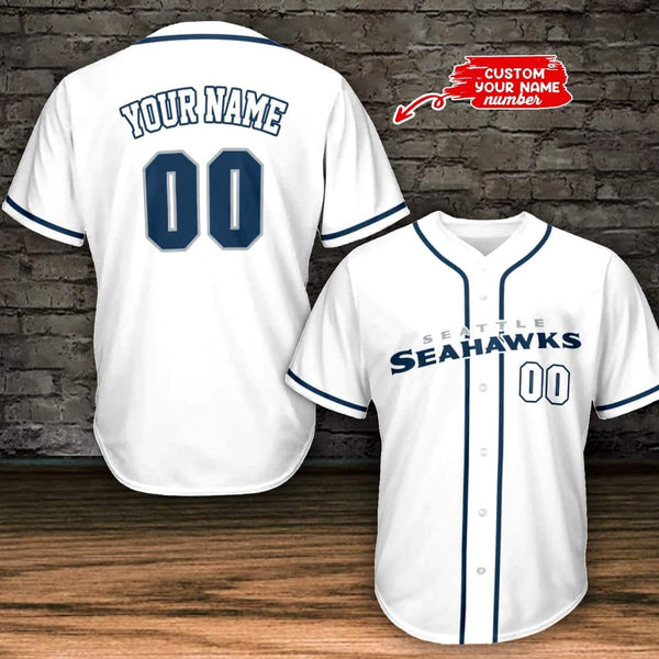 Seattle Seahawks Personalized Baseball Jersey 002