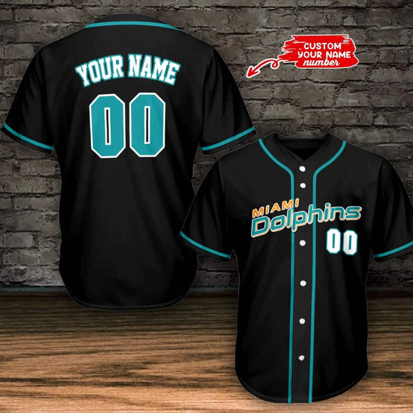 Miami Dolphins Personalized Baseball Jersey 001
