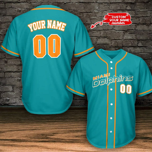 Miami Dolphins Personalized Baseball Jersey 001