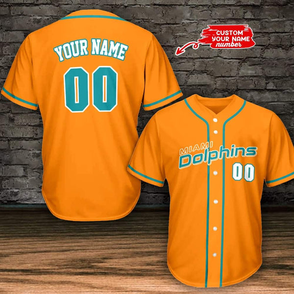 Miami Dolphins Personalized Baseball Jersey 001