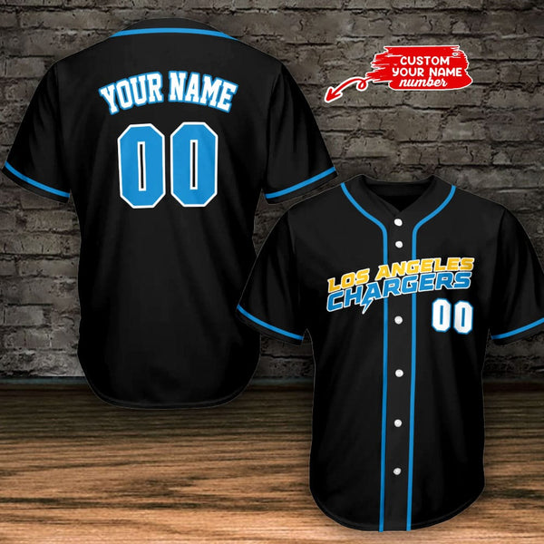 Los Angeles Chargers Personalized Baseball Jersey 001