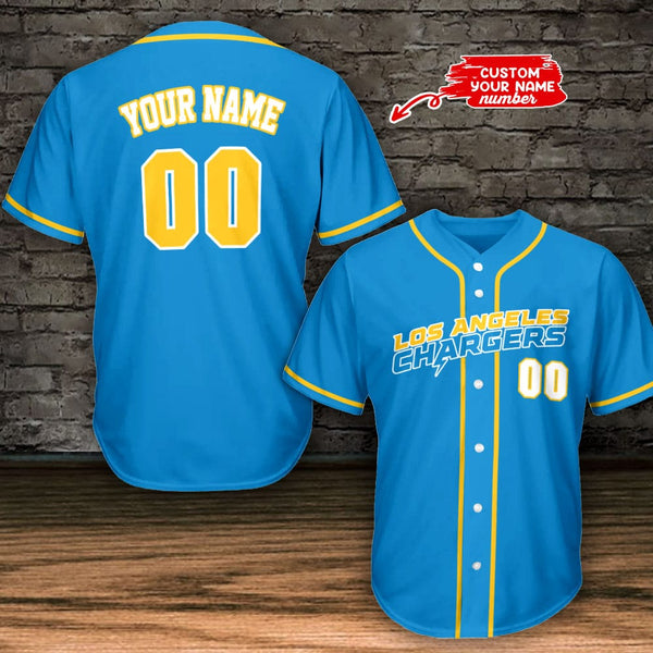 Los Angeles Chargers Personalized Baseball Jersey 001