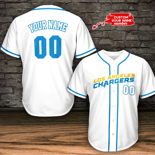 Los Angeles Chargers Personalized Baseball Jersey 001
