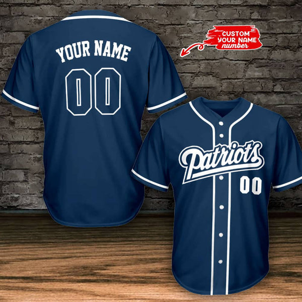 New England Patriots Personalized Baseball Jersey 001